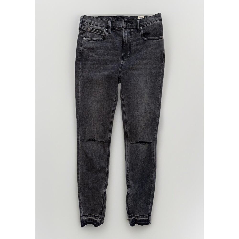 Free People Black Distressed Skinny Zipper Ankle Jeans Size 28